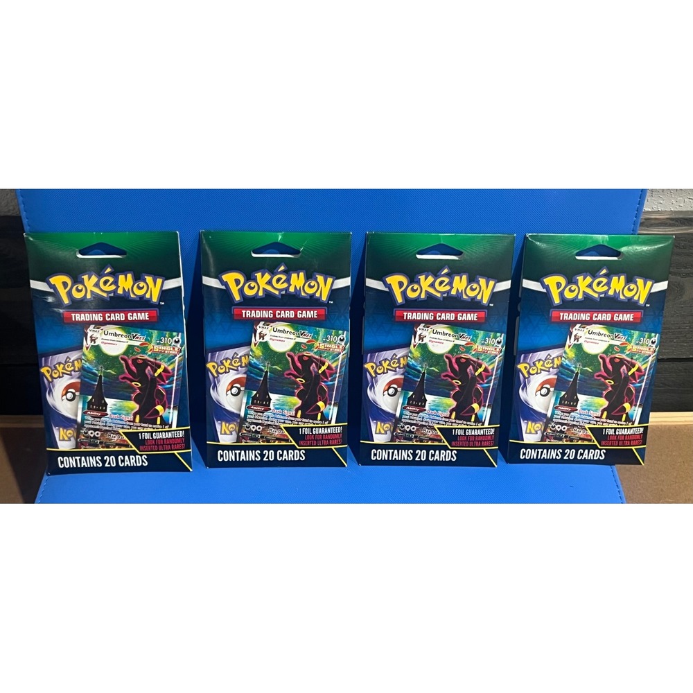 Lot of 4 Pokemon TCG Card Packs 20 Cards Each 1 Foil Guaranteed Umbreon VMAX Art